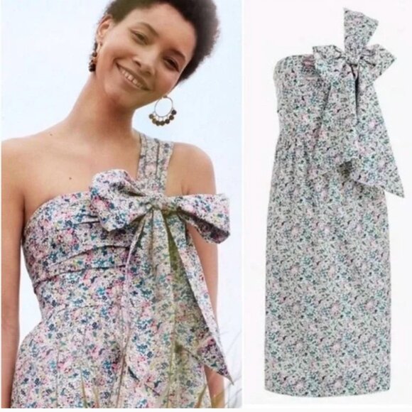 J Crew Liberty Fabrics Dress One Shoulder Midi Claire Aude Floral Colorful 8 - Picture 1 of 10